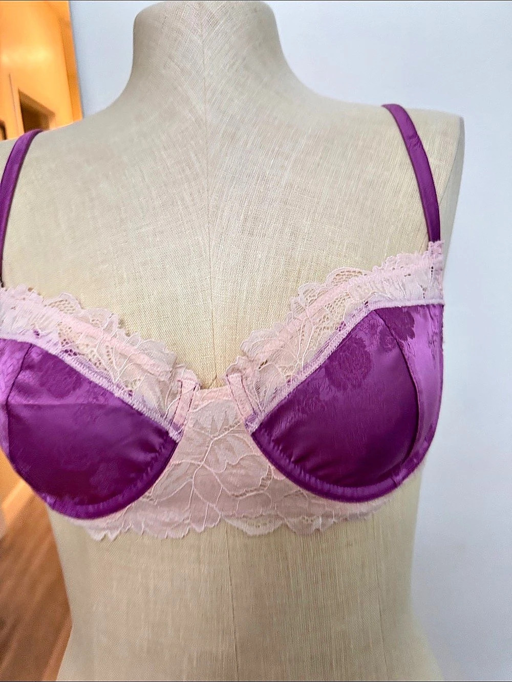 Free People Intimately FP Radiant Orchid Combo Floral Lace Bra Purple 32 D NWT
